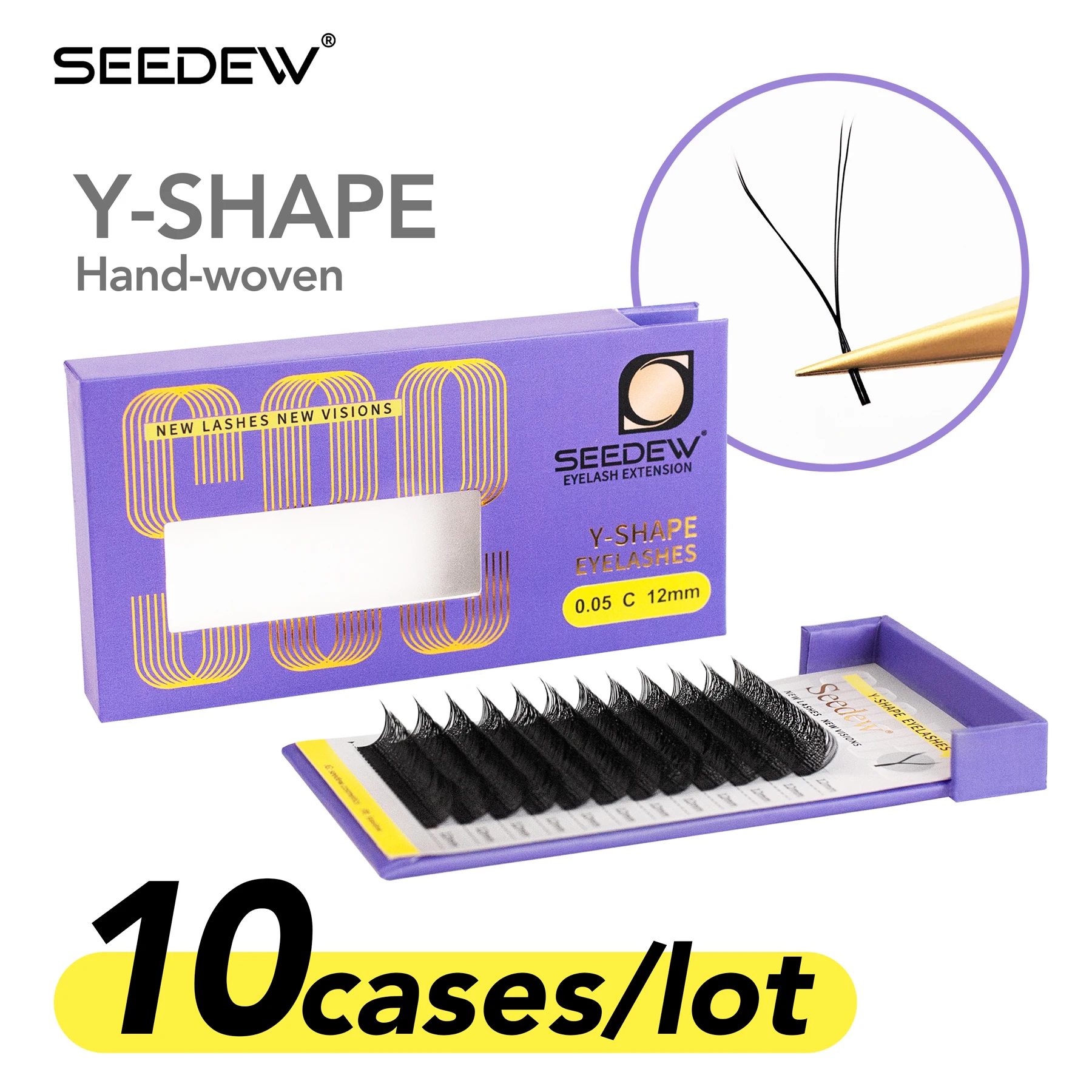SEEDEW YY Shape Lash 10cases/lot Fluffy Individual Eyelash Extensions Natural Soft Lashes Wholesale/Supplies Free Shipping