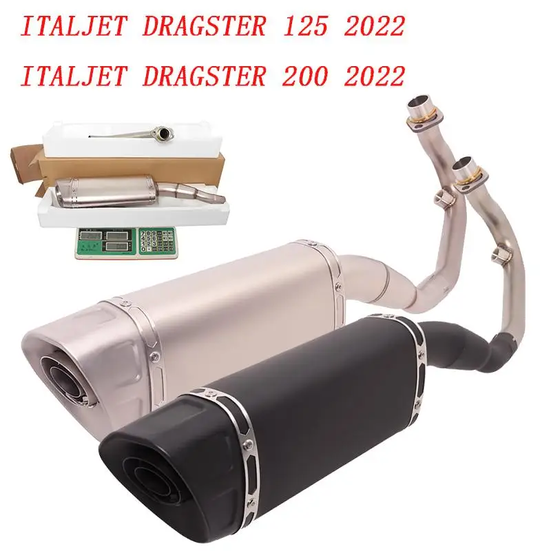 

Motorcycle Exhaust System FOR ITALJET DRAGSTER 125 200 2022 Exhaust Mid Link Pipe Escape Muffler Slip On 51mm Stainless Steel