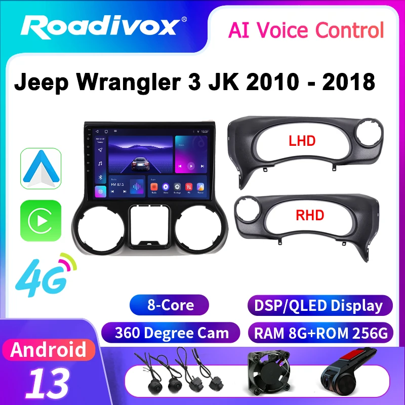 Автомобильное радио roadivox Android для Jeep Wrangler 3 JK 2010-2018 стерео GPS-навигация видео