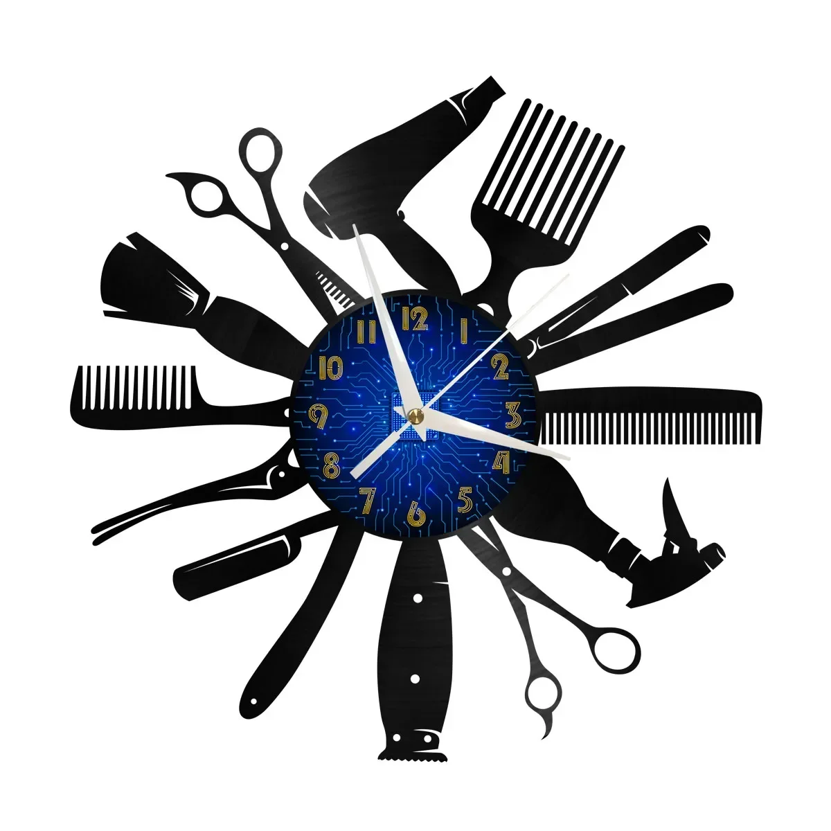 Инструменты для парикмахерской настенные часы украшение меняющие цвет
