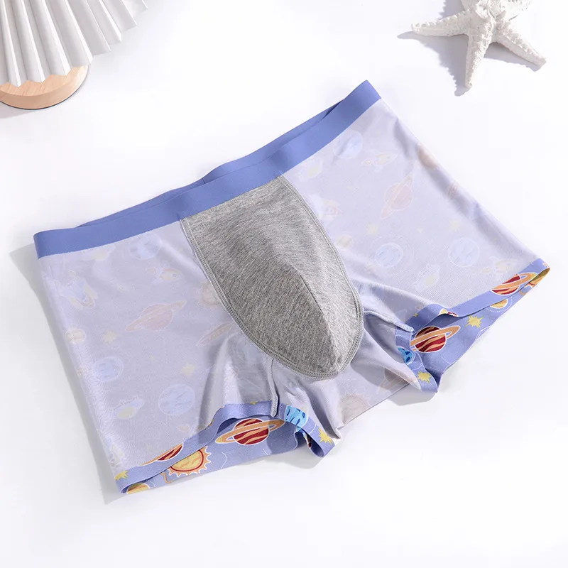 2022 new Four Seasons Universal trackless men's underwear Lenzing Modal printed mid-rise men's boxers