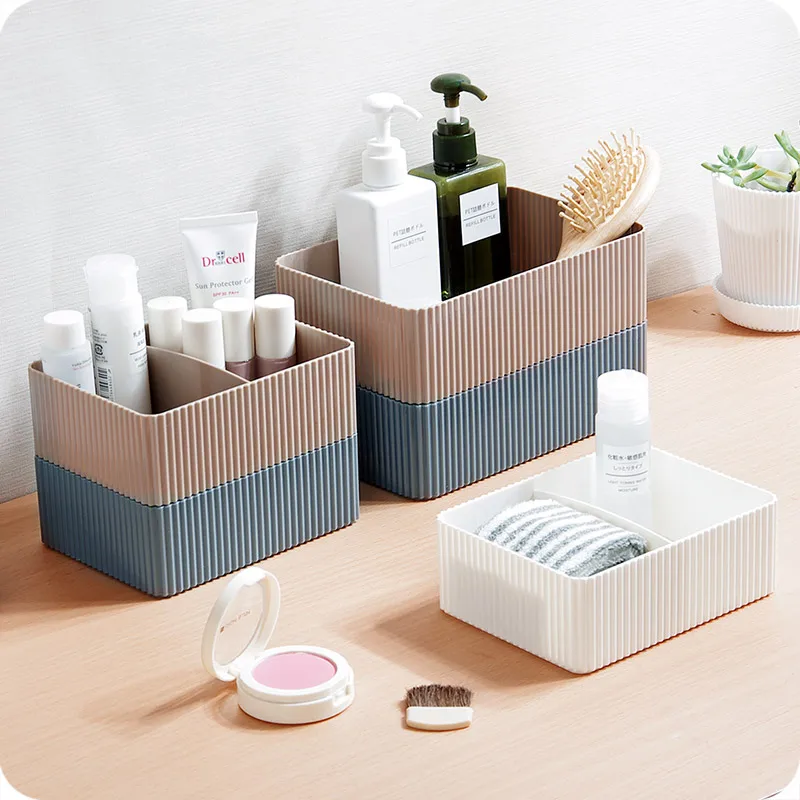 

WBBOOMING Plastic Home Office Bathroom Storage Box Grid Desktop Sundries Storage Box Makeup Organizer Cosmetic Closet Bin Case