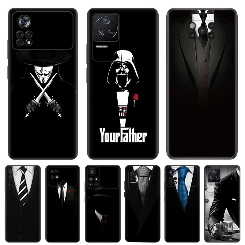 

Dark Suit Mystery Man Silicone Black Phone Cases for Xiaomi Xiaomi Mi Poco X5 Pro C55 C50 C40 X4 X3 M4 M3 M5 F4 F3 GT F1 Cover