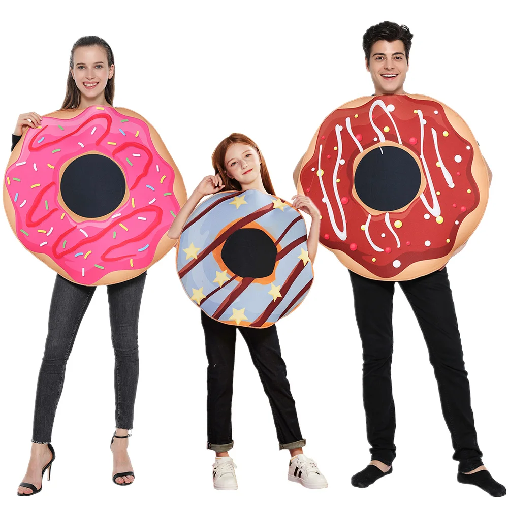 Adult Funny Chocolate Jam Donut Costume Halloween Food Cosplay Family Group Outfits Carnival Easter Purim Fancy Dress