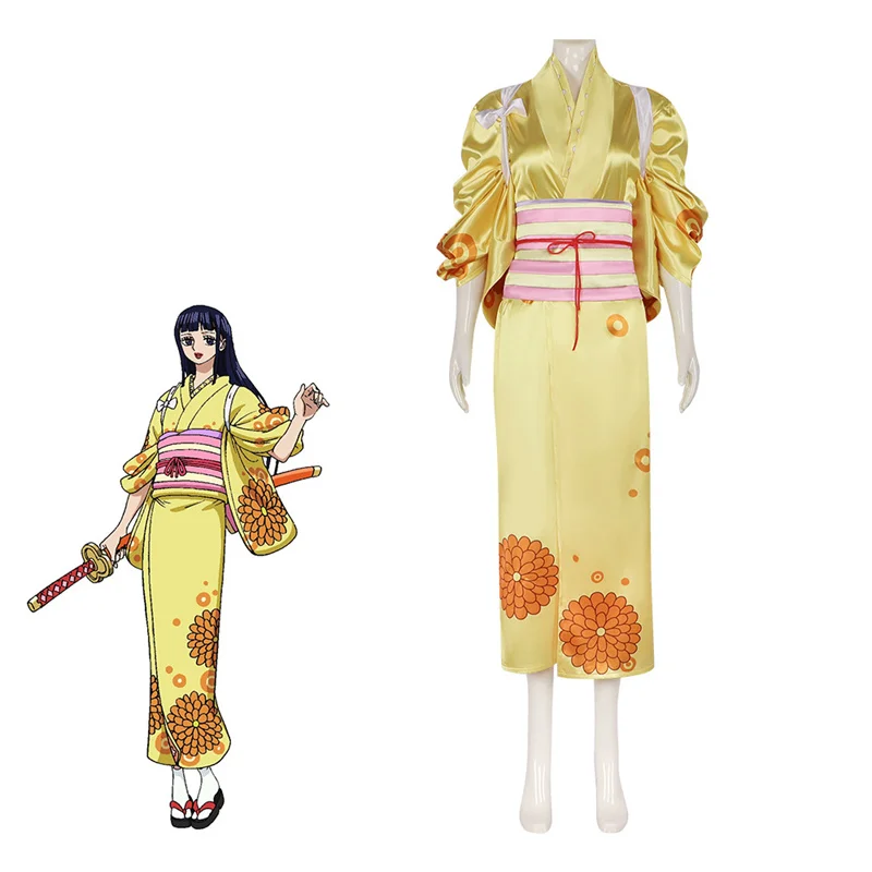 

Anime Wano Country O-Kiku Yukata Kimono Cosplay Costume Halloween Party Carnival Disguise Suit
