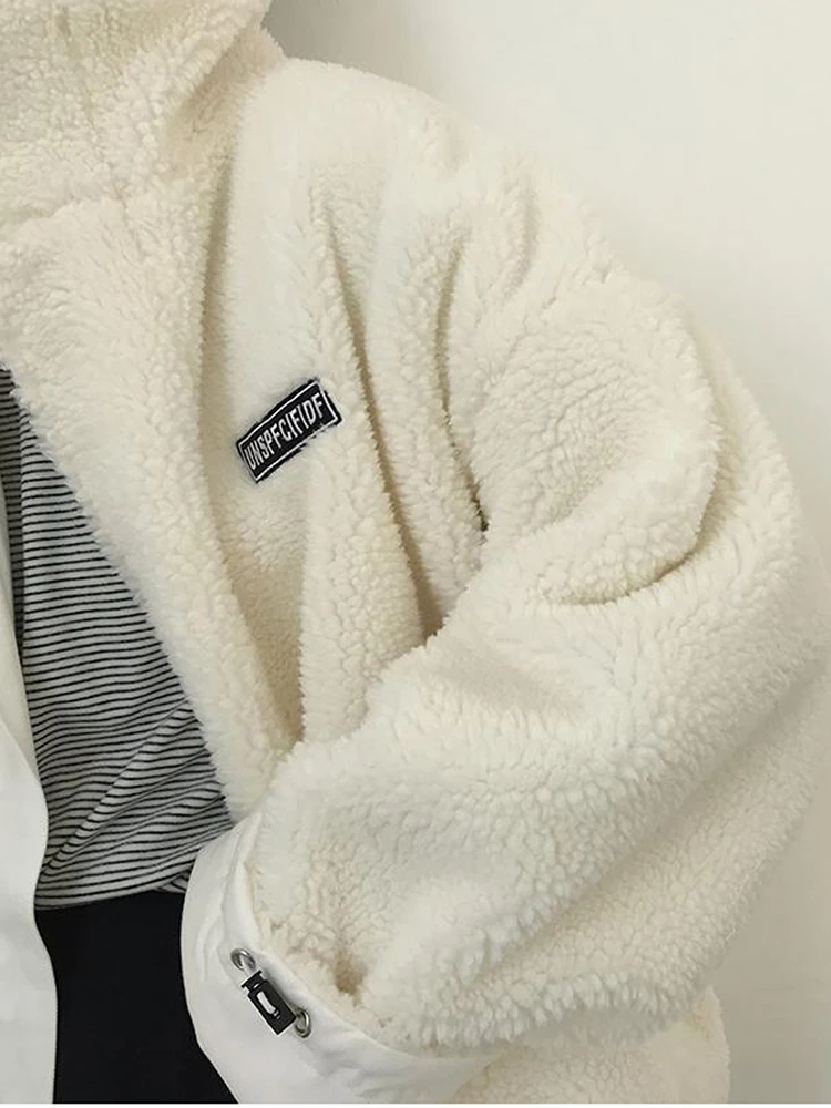 Oversize Jacket Women Winter Warm Coat Ladies Both Sides Wear Lamb Velvet Cotton Clothing Female Fashion Zipper Top Abrigo Mujer