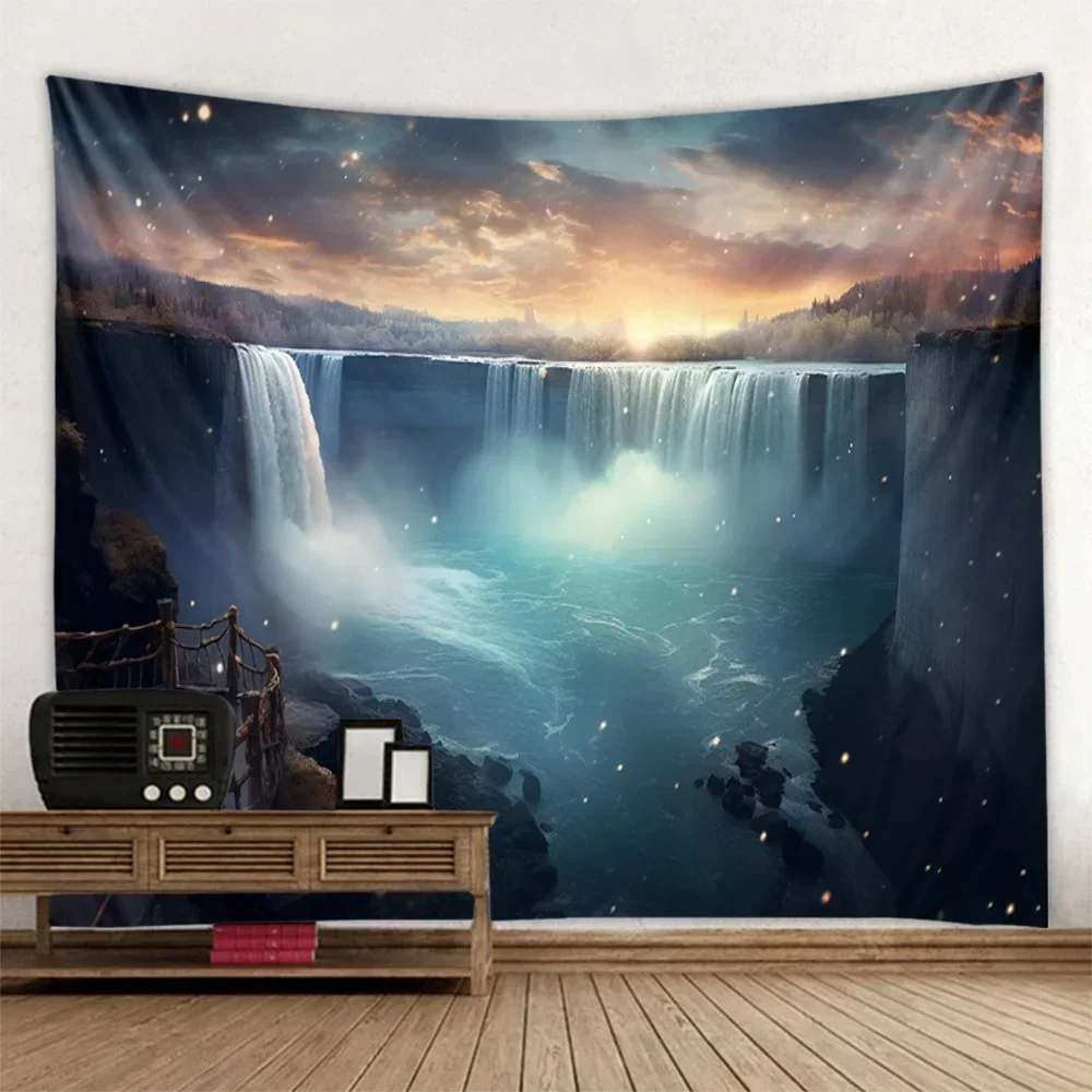 Пейзаж картина маслом гобелен лес павлин замок мечтательная настенная ткань