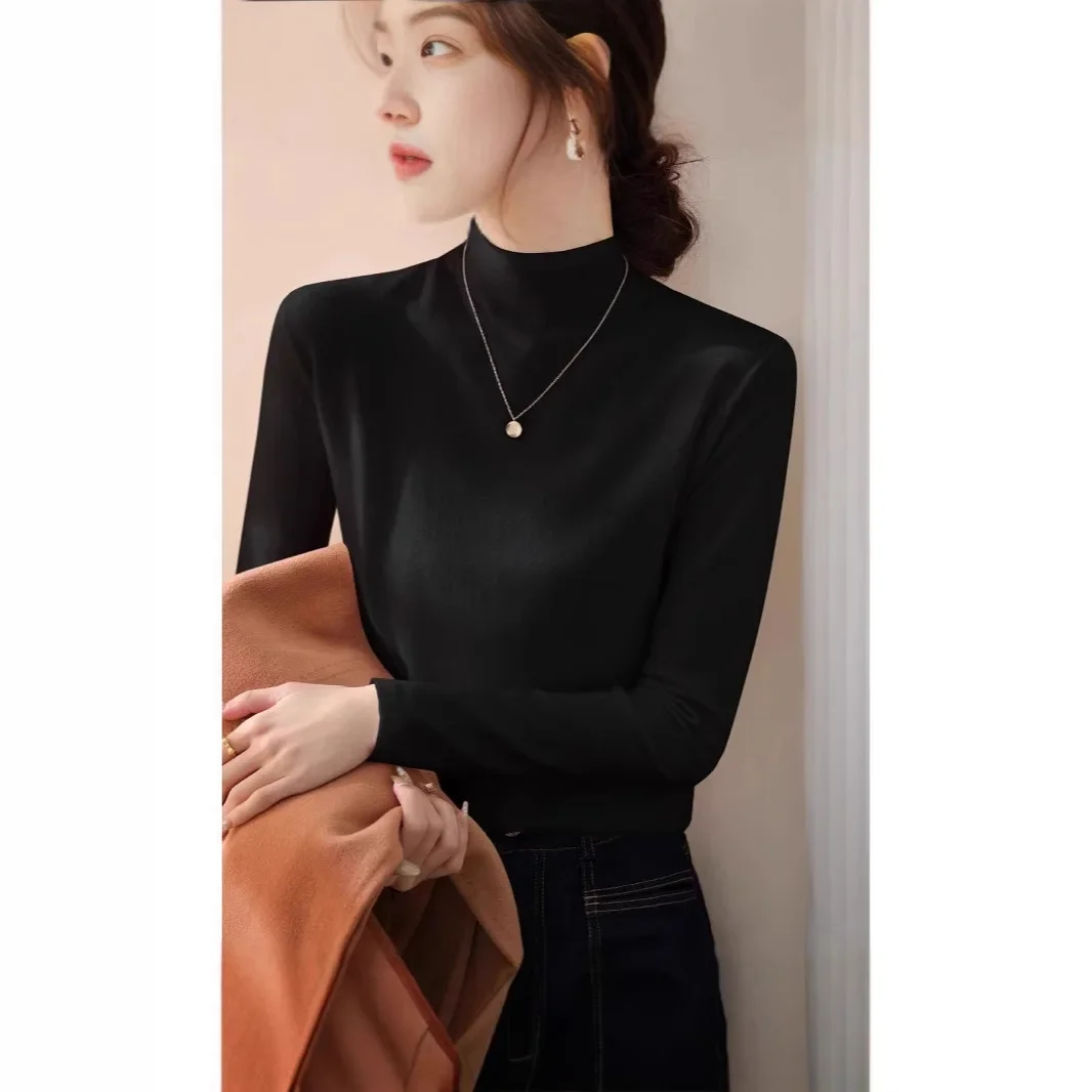 Корейский стиль полуполо/черепашковый воротник белая основа женский