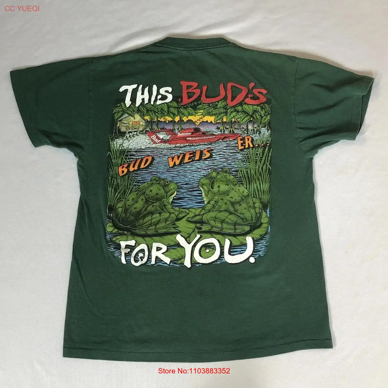 Винтажная Футболка Budweiser с лягушками 1996 скоростная лодка гоночные эти бутоны для