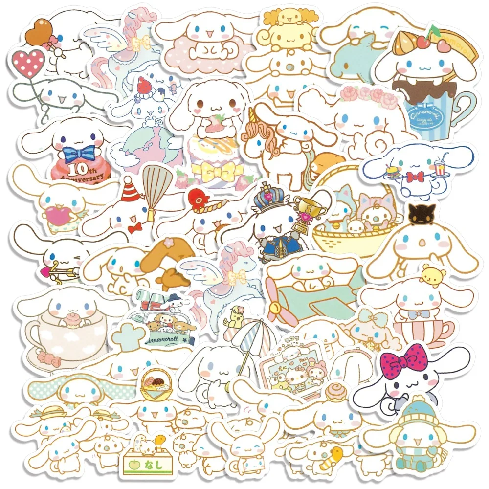 

40/60pcs Sanrio Cartoon Stickers Kuromi Hello Kitty Melody Cinnamoroll Kawaii Anime Figures Dolls Waterproof Graffiti Stickers