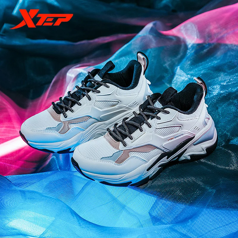 

Xtep [Chinoiserie] Women Chunky Sneakers Mixed Color Autumn Outdoor Shock Absorb Women Casual Sport Shoes 880118320100