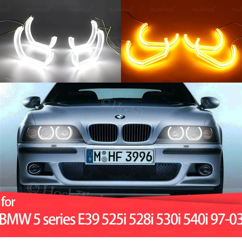 

Для BMW 5 серии E39 525i 528i 530i 540i 1997-2003 переключаемый светодиодный кристалл ангельские глазки ореол белый и желтый двухцветный