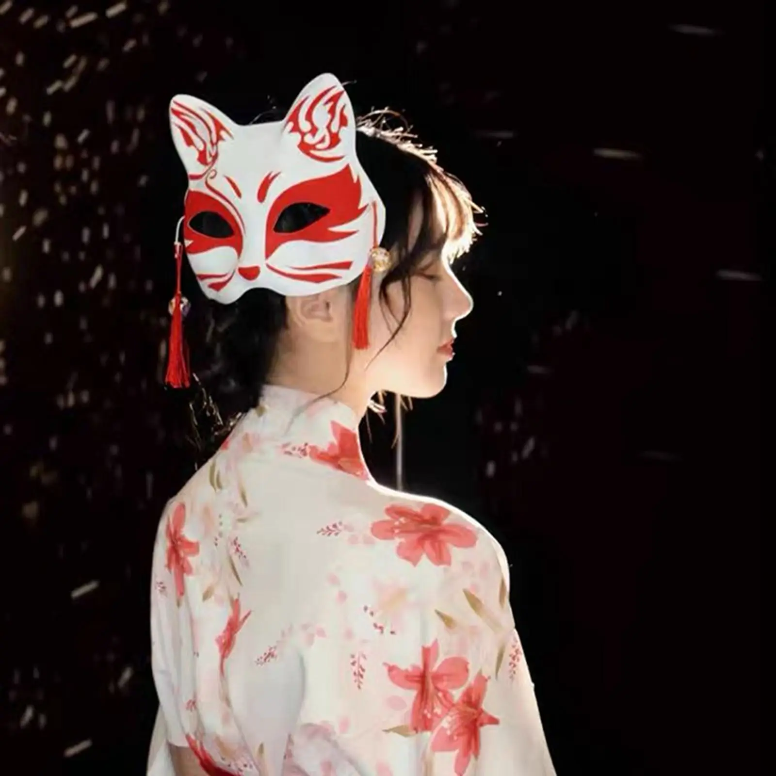 Японская лисья маска на пол-лица ручная роспись кото-лис. Маска для аниме