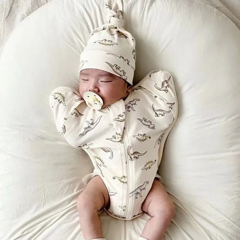 

Newborn Baby Sleeping Bags Cartoon Dinosaur Blanket Sleepers Cotton Floral Infant Girls Pajamas Clothes Boys Rompers With Hat