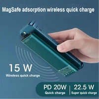 2022 new 10000mah 15w magnetic wireless charger for iphone samsung xiaomi huawei portable external auxiliary battery power bank