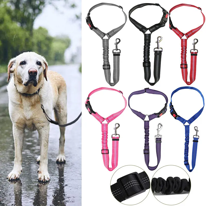 

Dog Harness Durable Car Harness Reflective Elastic Nylon Bungee Connection Dog Travel Adjustable Multi-Function Leash Harness