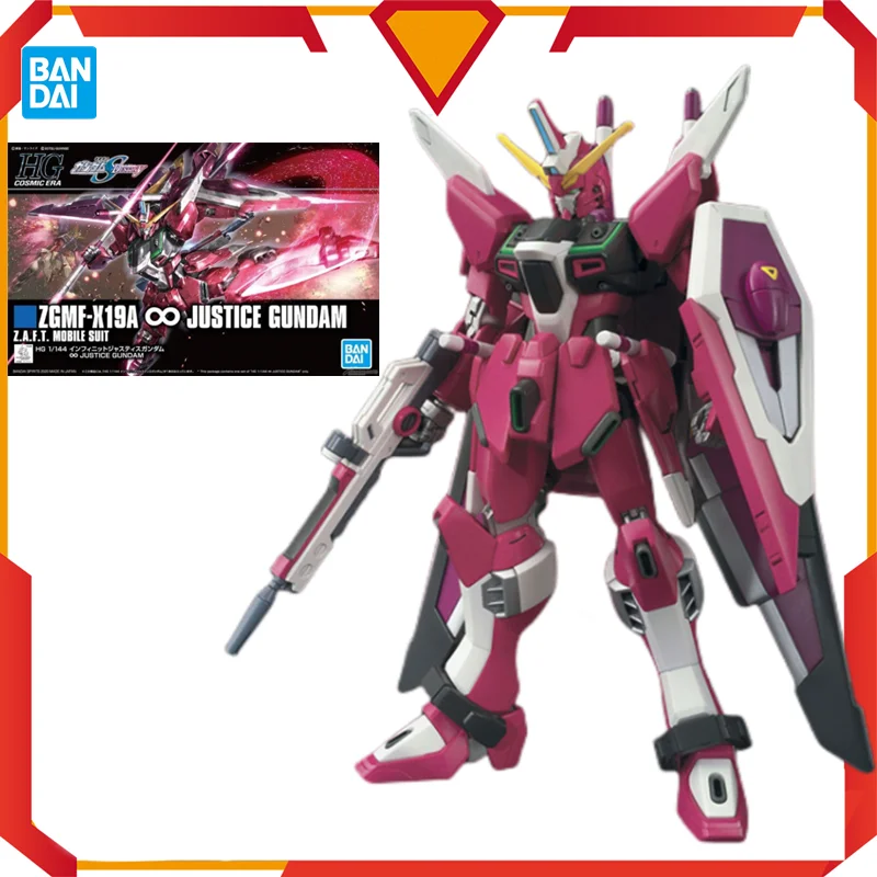

In Stock Bandai Original HGCE 231 1/144 ZGMF-X19A Justice Gundam SEED Joint Movable Figure Assembly Model Collectible Toys