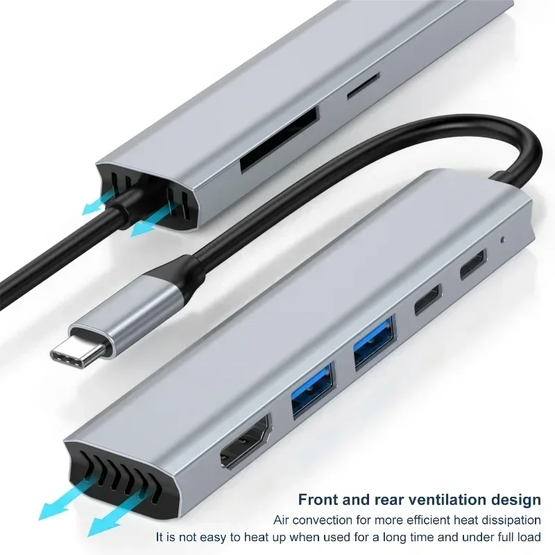 USB-концентратор 4K HD-адаптер TYPE-C к HD 7-в-1 USB-C HD-концентратор для ноутбука MaBook Pro Ar M2 M1