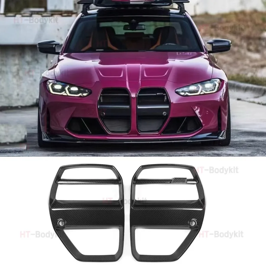 

For BMW M3 M4 G80 G82 G83 2021 2022 2023 High Quality Carbon Fiber Mesh Grille Trim Racing Grill Frame