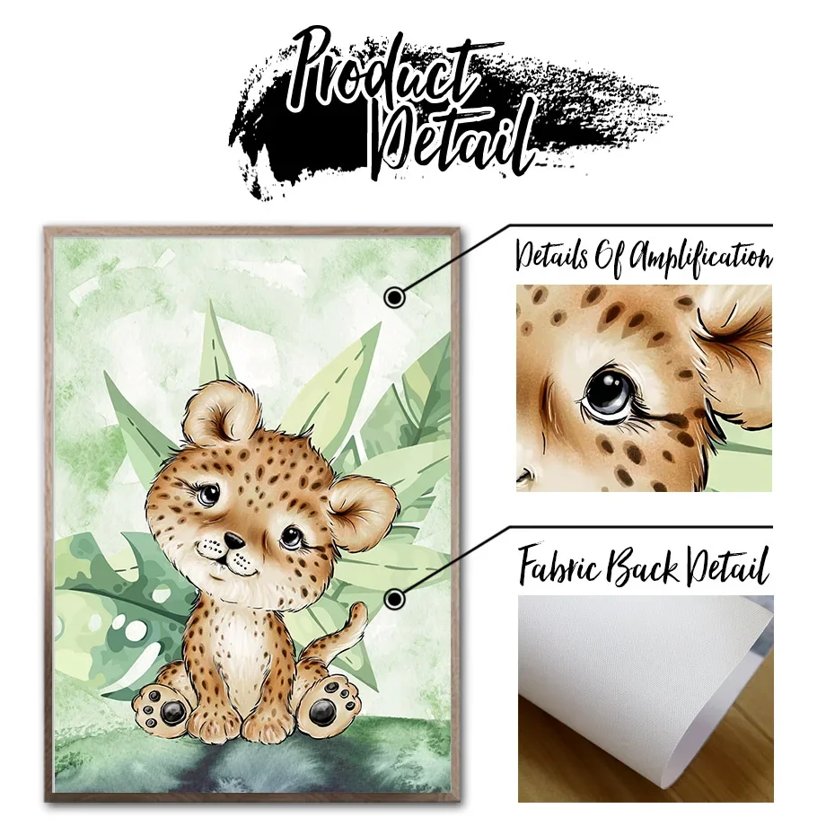 Настенная Картина на холсте с изображением джунглей сафари тигра жирафа зебры