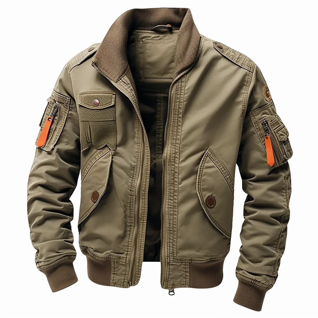 

Mens Vintage Casual Flight Jacket Cotton Bomber Jacket