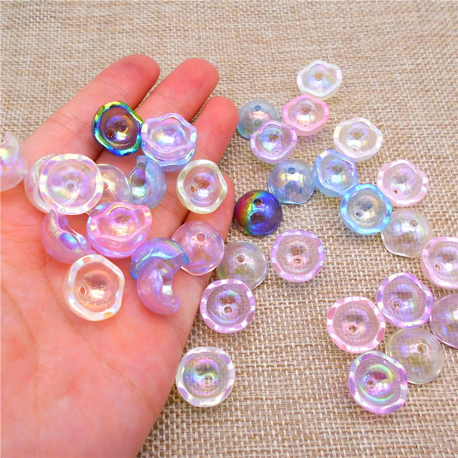 

50PCS Acrylic Colorful Hemispheric Beads Caps Loose Spacer Beads For Jewelry Making Handmade Bracelet Necklace Accessory