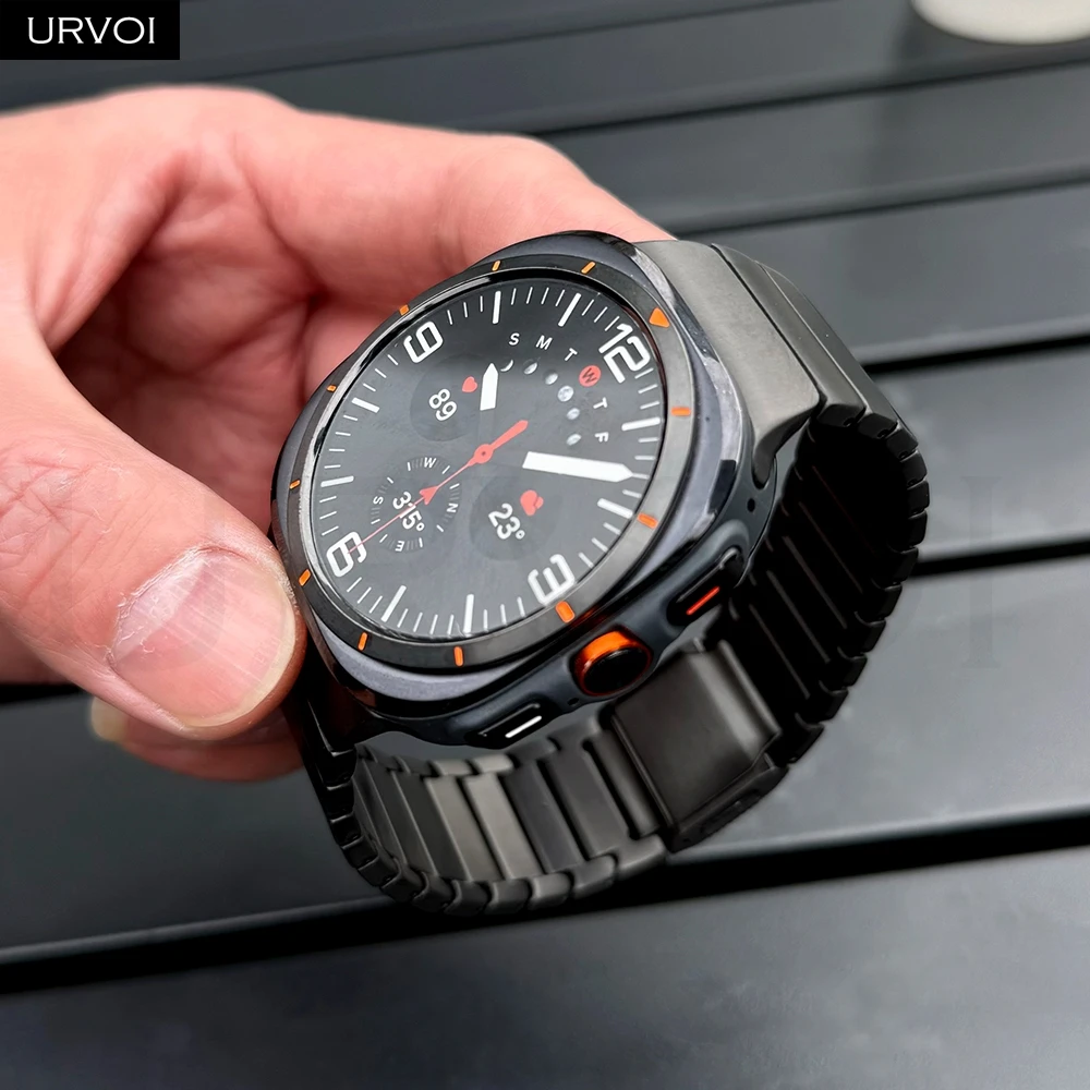Фото Титановый ремешок URVOI для Galaxy Watch Ultra 2025, ремешок 47 мм, металлический браслет с магнитной пряжкой, легко подходит для переключения разъема №5