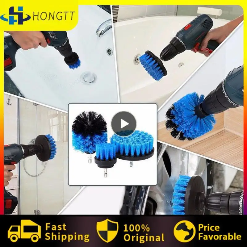 

3/5/10PCS Round Plastic Bathroom Cleaning Kit Auto Tires Cleaning With Extender Power Scrubber Drill Brush Polisher Brush