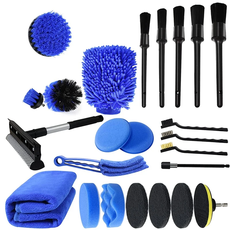 

Car Cleaning Tools, Auto Detailing Brush Set With Driller Attachment For Cleaning Wheels, Dashboard, Interior, Exterior