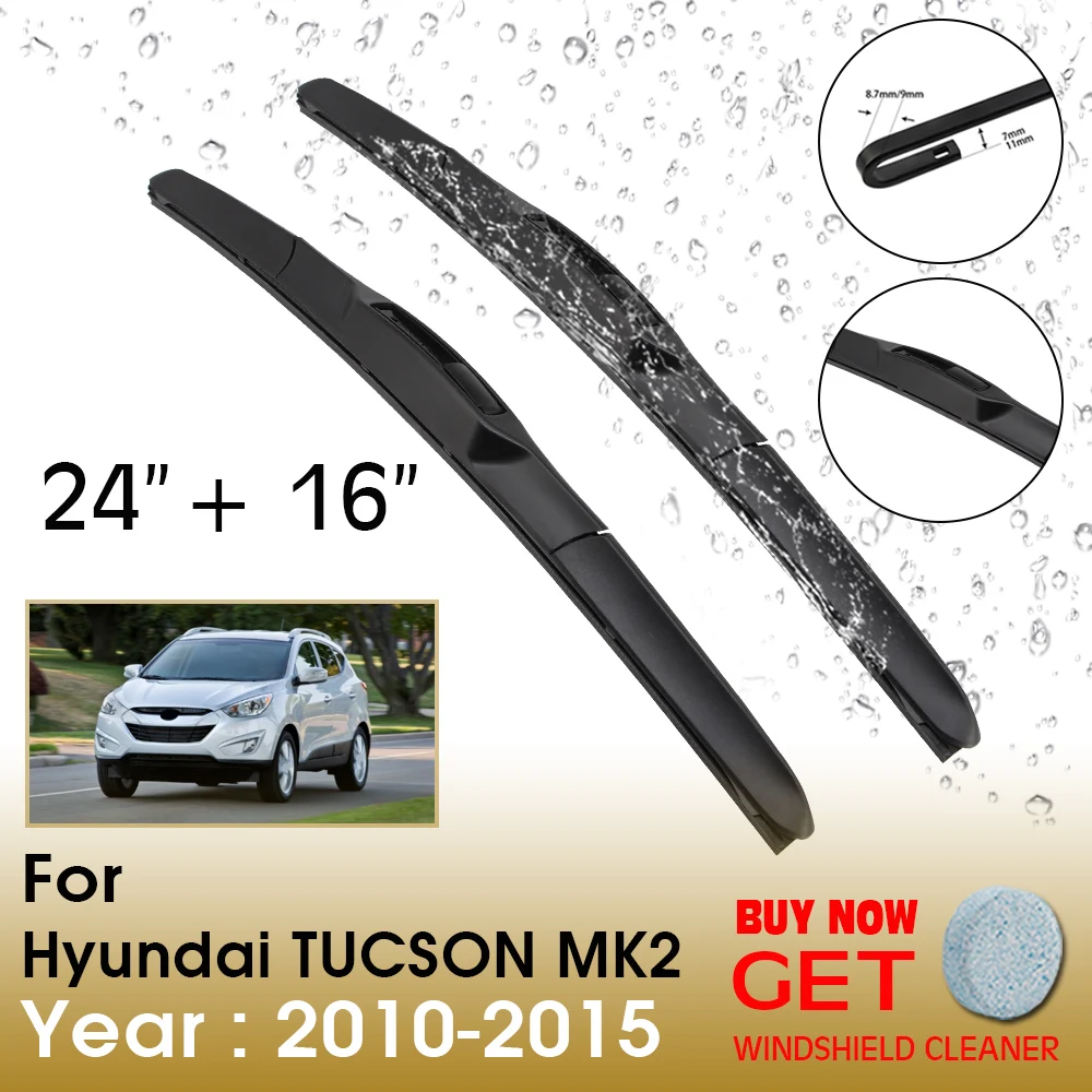 

Car Wiper Blade For Hyundai TUCSON MK2 24"+16" 2010-2015 Front Window Washer Windscreen Windshield Wipers Blades Accessories