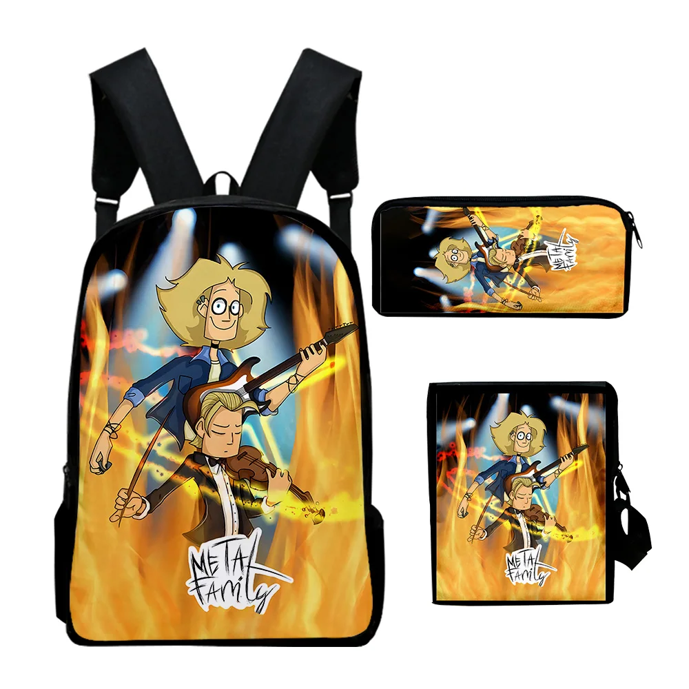 

Классические металлические Семейные Аниме 3D принты, 3 шт./комплект, школьные ранцы для учеников, рюкзак для ноутбука, Наклонная Сумка на плечо, ранцы