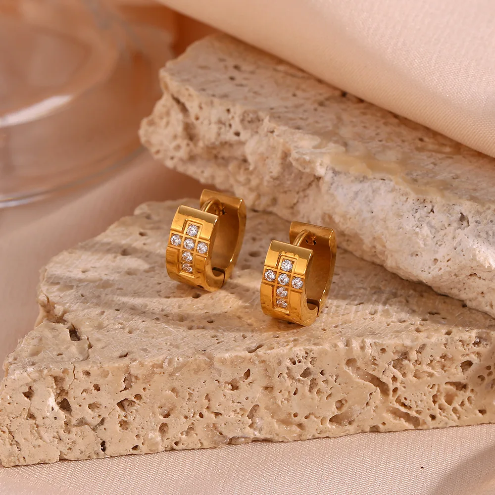 

316L Stainless Steel Exquisite Cross Zircon Earrings For Women New Design Girls Ear Jewelry Fashion Party Gifts