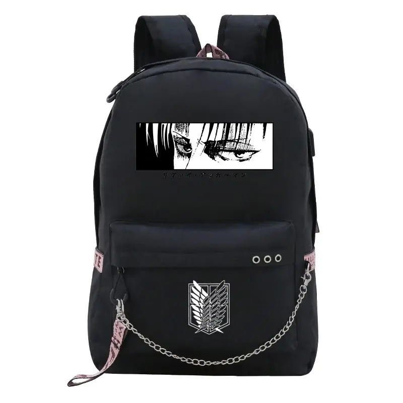 

Usb Charging School Bag Anime Attack on Titan Bookbag Shingeki No Kyojin Anime Kawaii Laptop School Backpack Sac A Dos