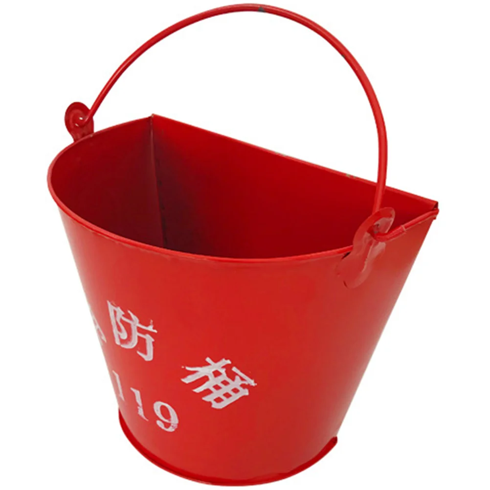 

Containers Fire Half Barrel Portable Mini Pots Pail Extinguisher 26.6X20.8CM Utility Red Wrought Iron Water