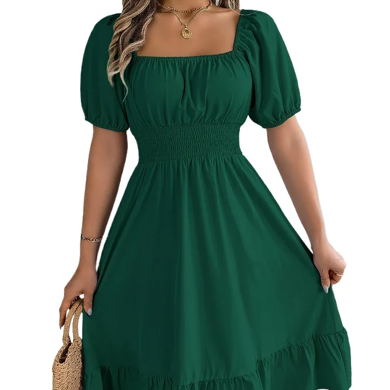 Женские платья миди 2024 летнее повседневное платье с квадратным вырезом и