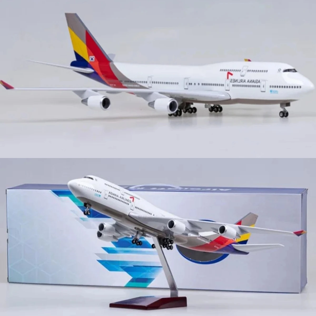 Масштаб 1:150 47 см ASIANA 747 модель самолета миниатюрный самолет с колесным фонарем для
