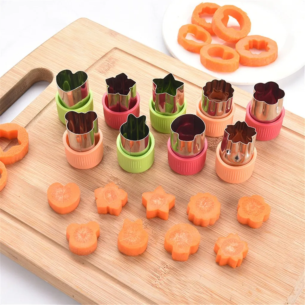 

3Pcs Stainless Steel Star Heart Shape Vegetable Fruit Cutter Plastic Handle Portable Cook Tools Fruit Cutting Die Kitchen Gadget