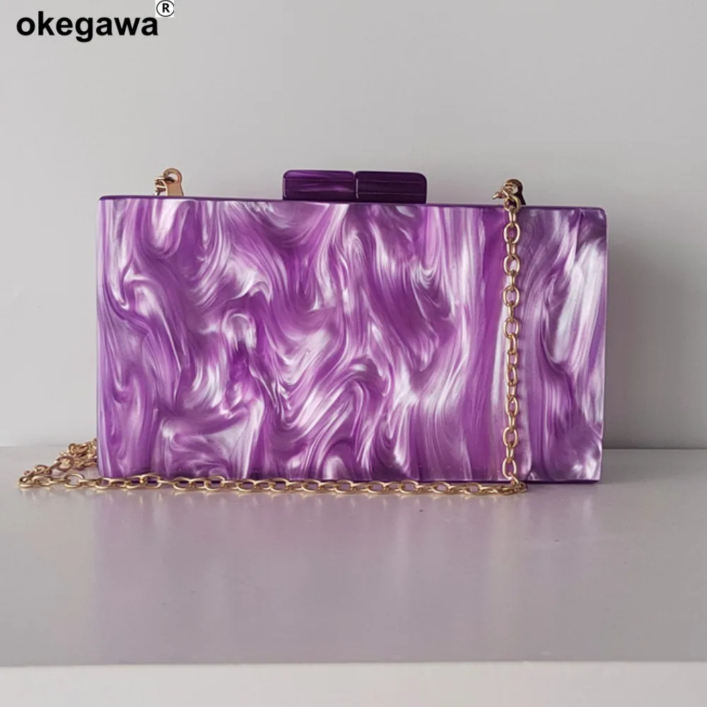 

Pearl Nice Purple Marble Acrylic Box Bags For Women Summer Crossbody Purses And Handbags Designer Wedding Party Evening Flap