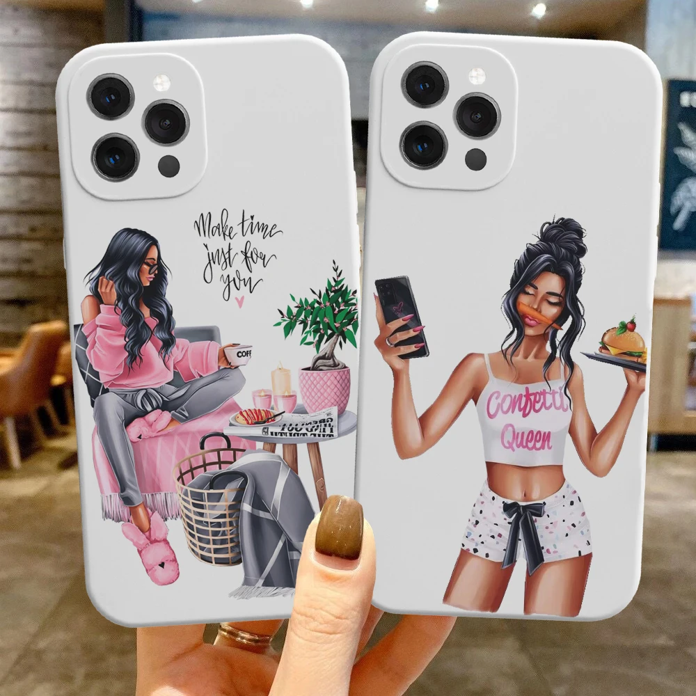 Модный чехол с красивой девушкой для iPhone 13 Pro Max 11, матовый мягкий чехол для телефона iPhone 14, 12, 7, 8 Plus, X, XR, XS, SE20, чехол