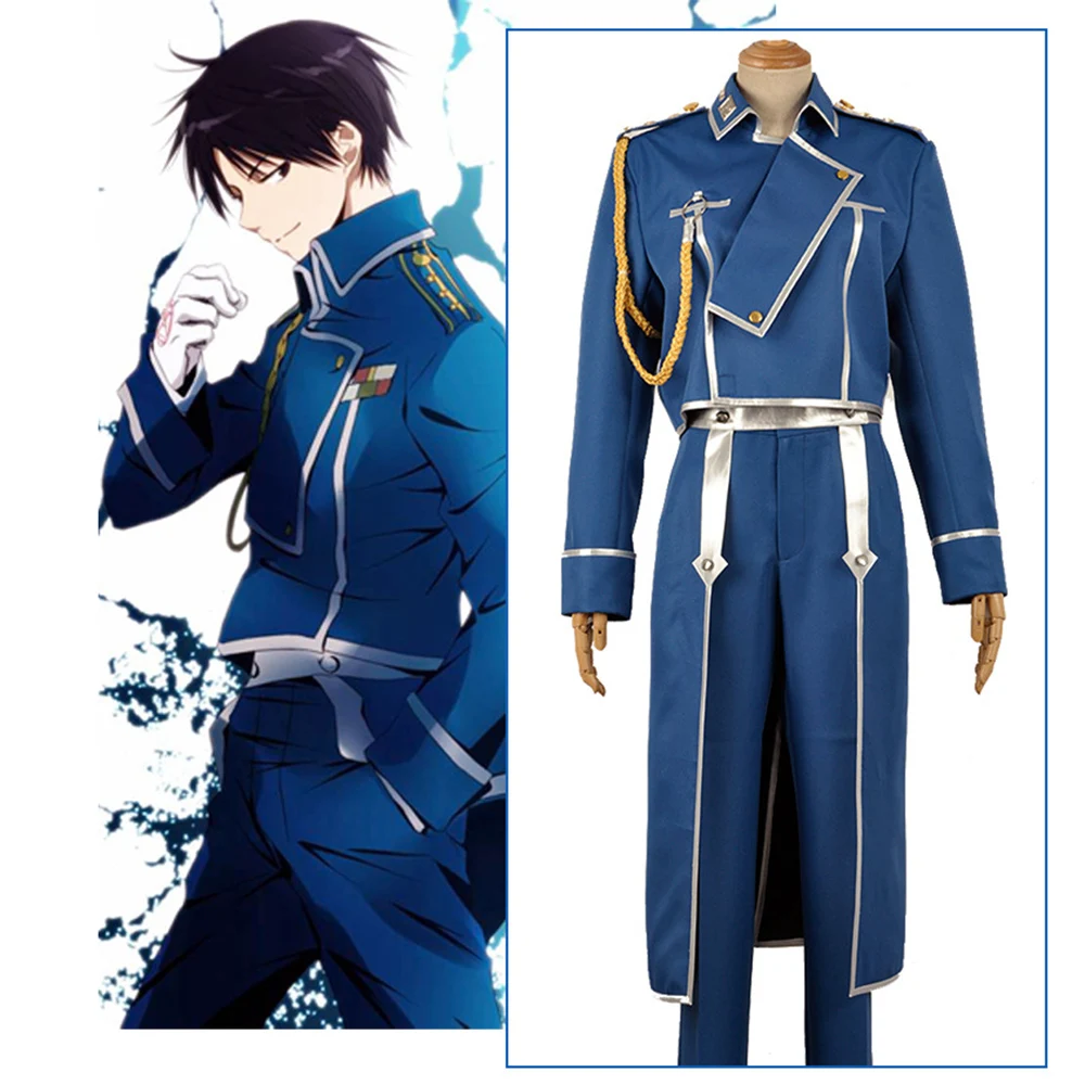 

Anime Roy Mustang Blue Cloth Cosplay Fullmetal Alchemist Cosplay Halloween Party Fancy Suit