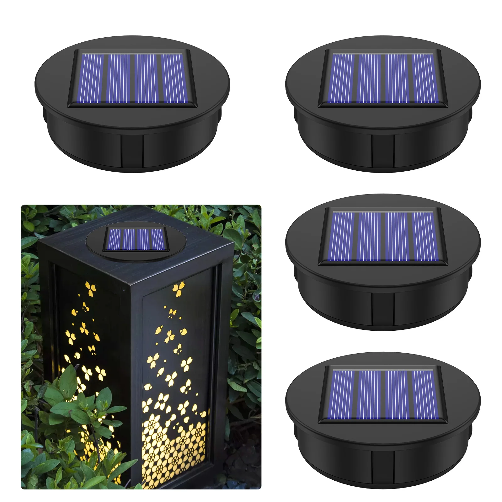 

4Pcs Solar Light Replacement Top 1.2V IP65 Waterproof LED Solar Panel Lantern Lid Light Durable Outdoor Solar Top Replacement