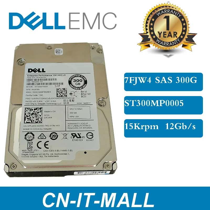 

NEW DELL 07FJW4 300GB 15K SAS 12Gbps 2.5 Hard Drive ST300MP0005 7FJW4 Server HDD