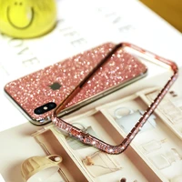 luxury shiny glitter phone case for iphone 11 12 13 pro max metal frame protective cases cover for iphone x xr xs max 7 8 plus