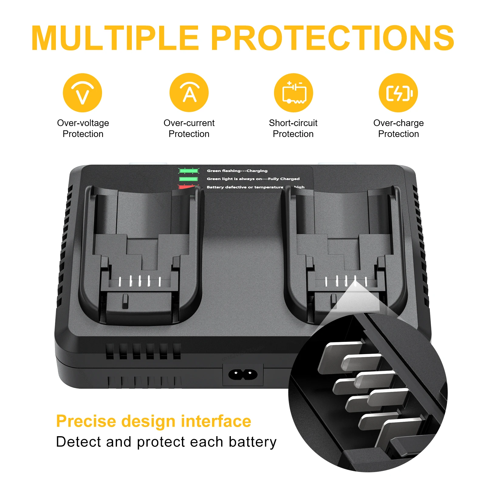 Двойное зарядное устройство 6 Ач для аккумуляторов Dewalt DCB200 DCB107 DCB105 DCB112 DCB115 DCB102