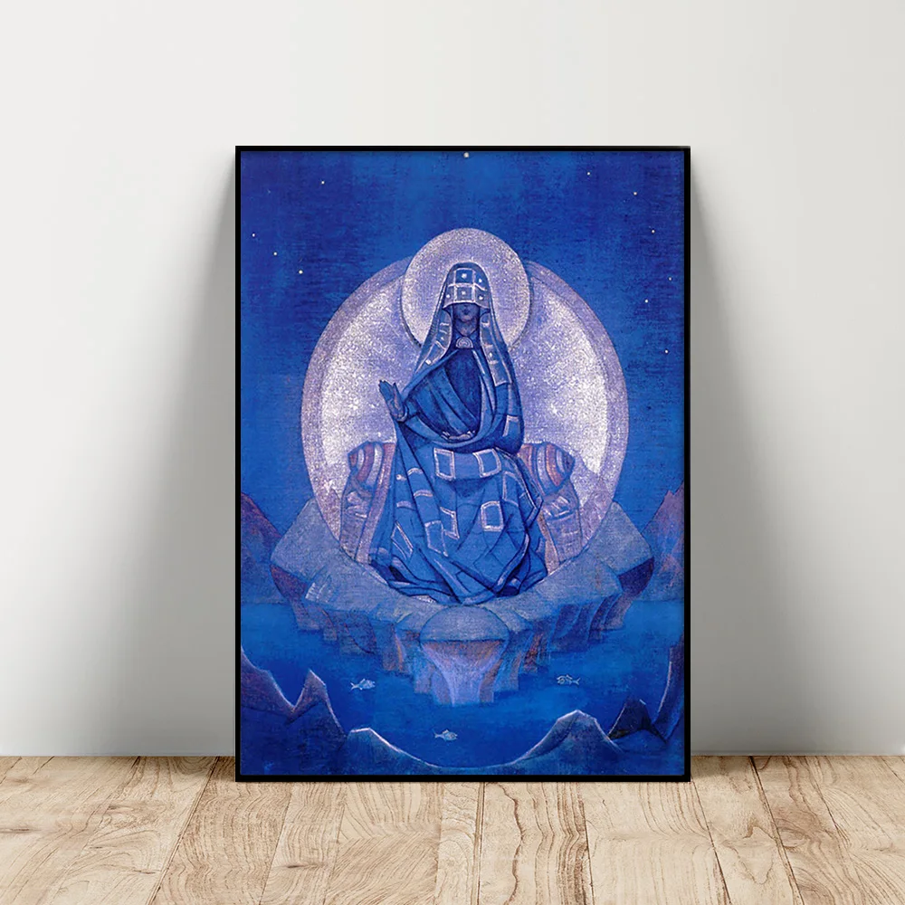 

Nicholas Roerich Art Print Poster Mother Of The World Canvas Painting Virgin Mary Madonna Wall Picture Religion Gift Home Decor