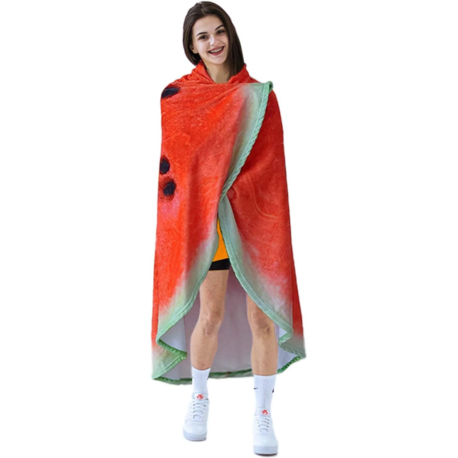 Одеяла с принтом арбуза реалистичные и веселые круглые одеяла для еды взрослых