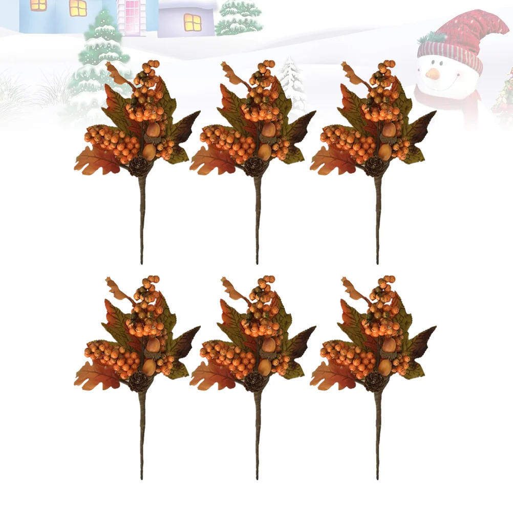 

Picks Fall Floral Thanksgiving Artificial Pine Stems Simulation Flower Leaves Cone Berry Berriesautumn Ornament Flowers Fake