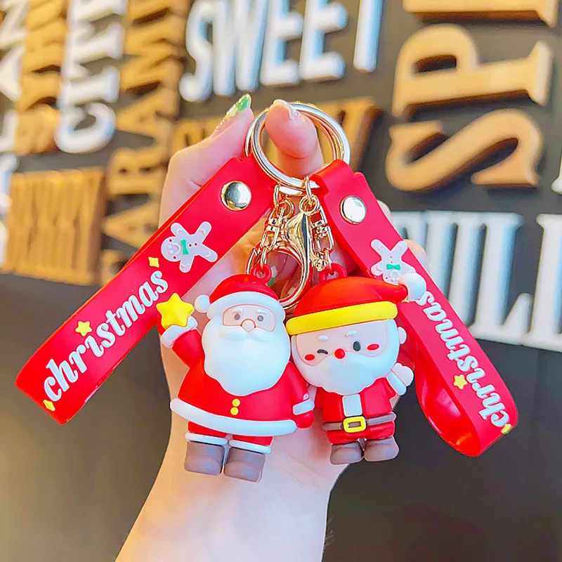 

Christmas Keychain Santa Claus Cartoon Cute Doll Keyring Fashion Couple Bag Ornament Key Chain Car Pendant Accessories Gift