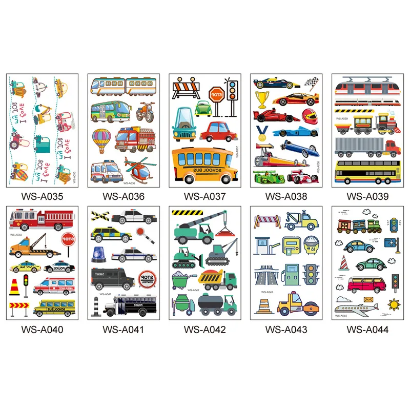 

3/pcs Creative Safety Waterproof Cartoon Car Themed Child Tattoo Stickers 10 Style Arm Body Temporary Tattoo Toy Party Stickers