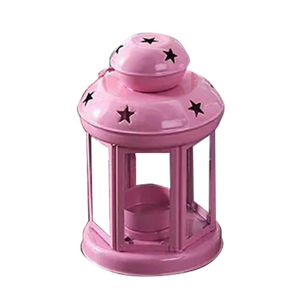 

Dinner Candle Holder Dining Room Portable Wind Lamp Top Handle Home Decor Stars Hotel Windproof Iron Structure Hollowed Ornament